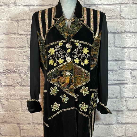 Awesome 80’s vintage velvet patchwork and embroidered blazer jacket - Picture 1 of 8